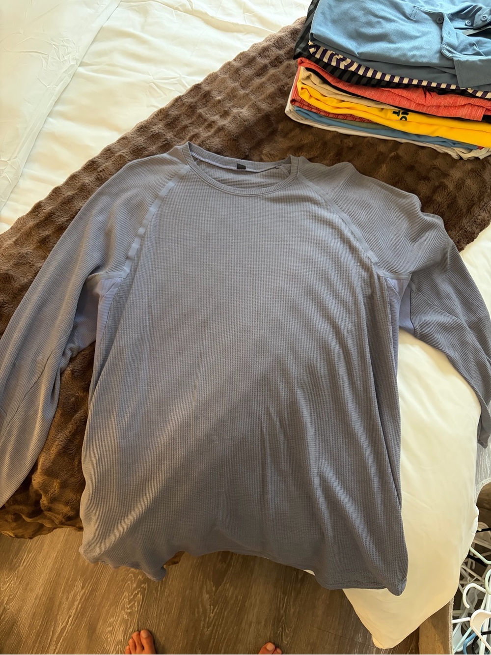 lululemon athletica Men's Long-Sleeve Waffle Crew in Dusty Blue